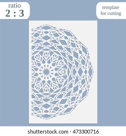 Laser cut wedding card template, paper openwork greeting card, template for cutting, wedding congratulation,  lace invitation, lasercut metal panel, wood carving, vector illustration