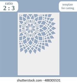 Laser cut wedding card template, paper openwork greeting card, template for cutting, lace invitation, lasercut metal panel, wood carving, vector illustration