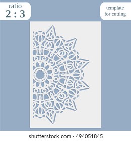 Laser cut wedding card template, paper openwork greeting card, template for cutting, lace invitation, lasercut metal panel, wood carving, vector illustration