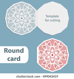 Laser cut wedding card template, paper openwork greeting card, template for cutting, lace invitation, card for Christmas and New Year, vector illustration