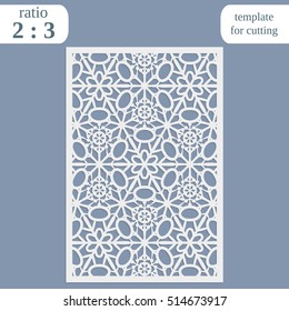 Laser cut wedding card template, paper openwork greeting card, template for cutting, lace invitation, lasercut metal panel, wood carving, greetings for Christmas or New Year  vector illustration