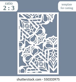 Laser cut wedding card template, paper openwork greeting card, template for cutting, lace invitation, lasercut metal panel, wood carving, greetings for Christmas or New Year  vector illustration
