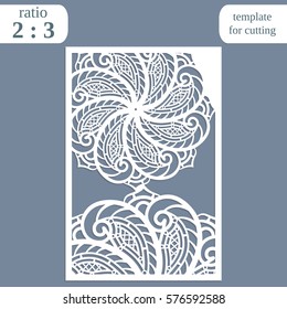 Laser cut wedding card template, openwork paper greeting card, template for cutting lace invitation, lasercut metal panel,  vector illustration