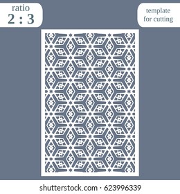 Laser cut wedding card template, paper openwork greeting card, template for cutting, lace invitation, lasercut metal panel,  vector illustration