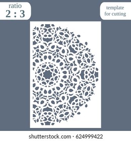 Laser cut wedding card template, paper openwork greeting card, template for cutting, lace invitation, lasercut metal panel,  vector illustration