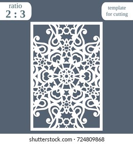 Laser cut wedding card template, paper openwork greeting card, template for cutting, lace invitation, lasercut metal panel,  vector illustration
