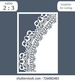 Laser cut wedding card template with space for text, paper openwork greeting card, template for cutting, lace invitation, lasercut metal panel,  vector illustration
