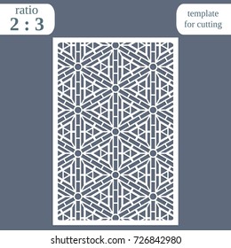 Laser cut wedding card template, paper openwork greeting card, template for cutting, lace invitation, lasercut metal panel,  vector illustration