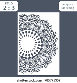 Laser cut wedding card template, paper openwork greeting card, template for cutting, lace invitation, lasercut metal panel,  vector illustration
