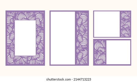 Laser cut wedding cards set, Lotus flower cutout pattern.