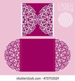 Laser cut wedding invitation card template vector. 