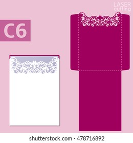 Laser cut wedding invitation card template vector. Wedding invitation or greeting card with abstract ornament. Open card. Suitable for greeting cards, invitations, menus.