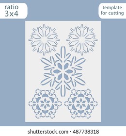 Laser cut wedding invitation card template.  Cut out the paper card with lace pattern.  Greeting card template for cutting plotter. Vector.