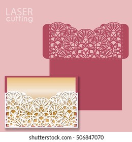 Laser cut wedding invitation card template vector. Wedding invitation or greeting card with abstract ornament. Open card. Suitable for greeting cards, invitations, menus.