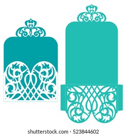 Laser cut wedding invitation card template vector. Die cut paper card with abstract pattern