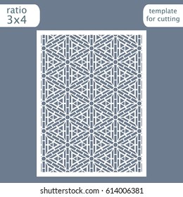 Laser cut wedding invitation card template.  Cut out the paper card with lace pattern.  Greeting card template for cutting plotter. Vector.