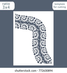 Laser cut wedding invitation card template. Cut out the paper card with lace pattern. Greeting card template for cutting plotter. Vector.