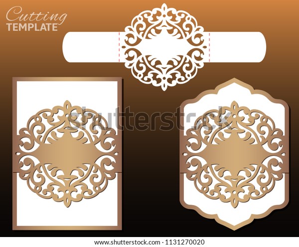 Laser Cut Wedding Invitation Card Template: vector de stock (libre de ...