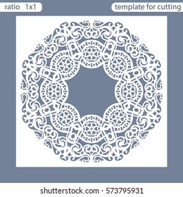 Laser cut wedding invitation template.  Greeting card  with openwork border. Frame for photos and pictures.  Vector.