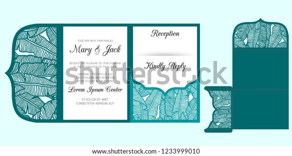 laser cut wedding trifold envelope template stock vector tri fold card template free