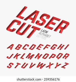 Laser cutted letters, alphabet. Vector.