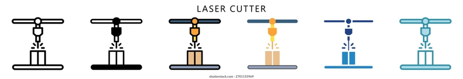 Ícone de cortador a laser, multiestilo, plano, linha, glifo, linear, tom duplo. Use Para O Desenvolvimento Moderno De Conceitos, Ui, Ux Web E Aplicativos.
