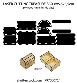 Laser cutting 4mm plywood treasure chest 8x5.5x5.5cm (inside size) + bonus vector chest (1)