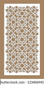 Laser cutting. Arabesque vector panel. Template for interior partition in arabic style. Ratio 1:2