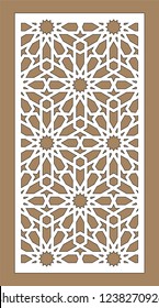 Laser cutting. Arabesque vector panel. Template for interior partition in arabic style. Ratio 1:2