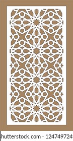 Laser cutting. Arabesque vector panel. Template for interior partition in arabic style. Ratio 1:2