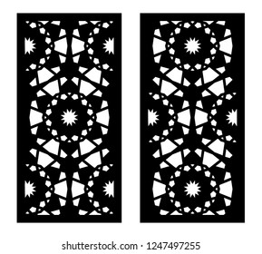 Laser cutting. Arabesque vector panel. Template for interior partition in arabic style. Ratio 1:2