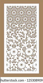 Laser cutting. Arabesque vector panel. Template for interior partition in arabic style. Ratio 1:2