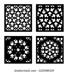 Laser cutting. Arabesque vector panel. Template for interior partition in arabic style. Ratio 1:1
