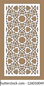 Laser cutting. Arabesque vector panel. Template for interior partition in arabic style. Ratio 1:2
