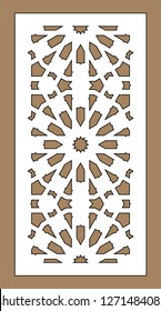 Laser cutting. Arabesque vector panel. Template for interior partition in arabic style. Ratio 1:2