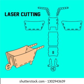 Laser cutting carriage. without using glue. for wood 3 mm