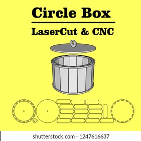 Laser cutting Circle Box. without using glue. for wood 3 mm.
