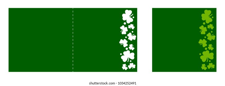 Laser Cutting Clovers Card. Vector Template Greeting Card Edge Cut Shamrock. Perfect For St. Patrick's Day Card Or Invitation. Die Cut Paper Card With Stylized Irish Clover Pattern. 
