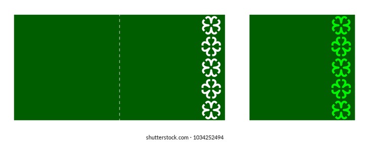 Laser Cutting Clovers Card. Vector Template Greeting Card Edge Cut Shamrock. Perfect For St. Patrick's Day Card Or Invitation. Die Cut Paper Card With Stylized Irish Clover Pattern. 
