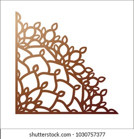 Laser cutting corner. Vector template for paper cutting, metal and woodcut. Tapestry panel. Jigsaw die cut ornament. Lacy cutout silhouette stencil. Fretwork floral pattern.