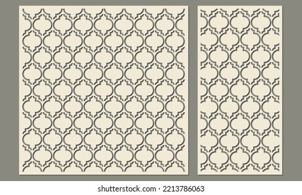 Laser cutting of a decorative panel. Abstract geometric pattern of lines. Template for cutting plywood, wood, paper, cardboard and metal.