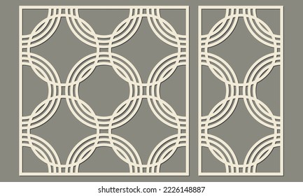 Laser cutting of a decorative panel. Abstract geometric pattern of round shape. Template for cutting plywood, wood, paper, cardboard and metal.