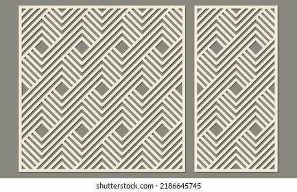Laser cutting of decorative panels. Abstract geometric pattern of lines. Template for cutting plywood, wood, paper, cardboard and metal.