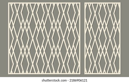 Corte láser de paneles decorativos. Resumen del patrón geométrico de la forma triangular. Plantilla para cortar contrachapado, madera, papel, cartón y metal.