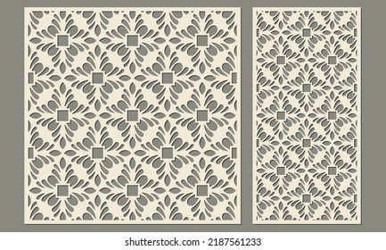 Laser cutting of decorative panels. Abstract floral pattern. Template for cutting plywood, wood, paper, cardboard and metal.