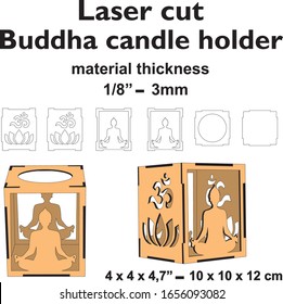 Laser cutting design Laser cut pattern Laser cut wood Laser cut vector template diy crafts mdf plywood 3mm 1/8" Buddha candle holder template blueprint Meditation Yoga home decor interior ornament