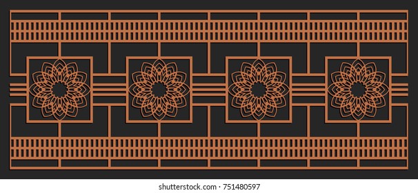 Laser cutting design for fencing, door, wall or window panel. Jigsaw die cut ornament. Lacy cutout silhouette stencil. Fretwork floral pattern. Vector template for carving, metal and woodcut.