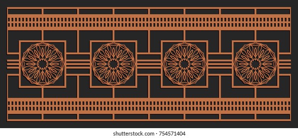 Laser cutting design for fencing, door, wall or window panel. Jigsaw die cut ornament. Lacy cutout silhouette stencil. Fretwork floral pattern. Vector template for carving, metal and woodcut.