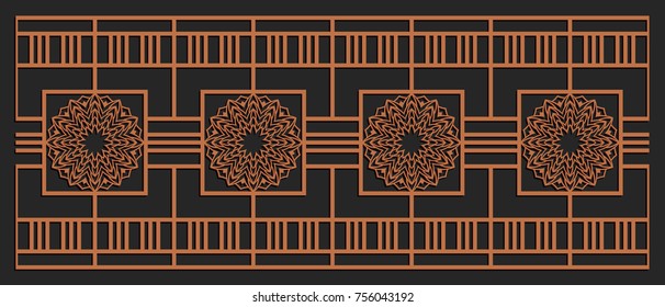 Laser cutting design for fencing, door, wall or window panel. Jigsaw die cut ornament. Lacy cutout silhouette stencil. Fretwork floral pattern. Vector template for carving, metal and woodcut.