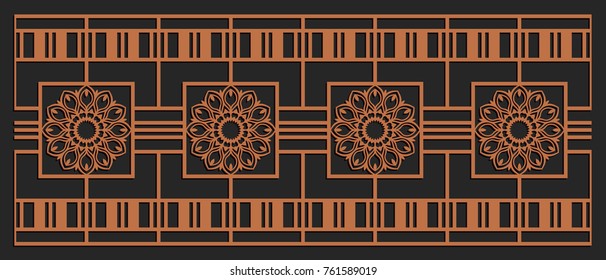 Laser cutting design for fencing, door, wall or window panel. Jigsaw die cut ornament. Lacy cutout silhouette stencil. Fretwork floral pattern. Vector template for carving, metal and woodcut